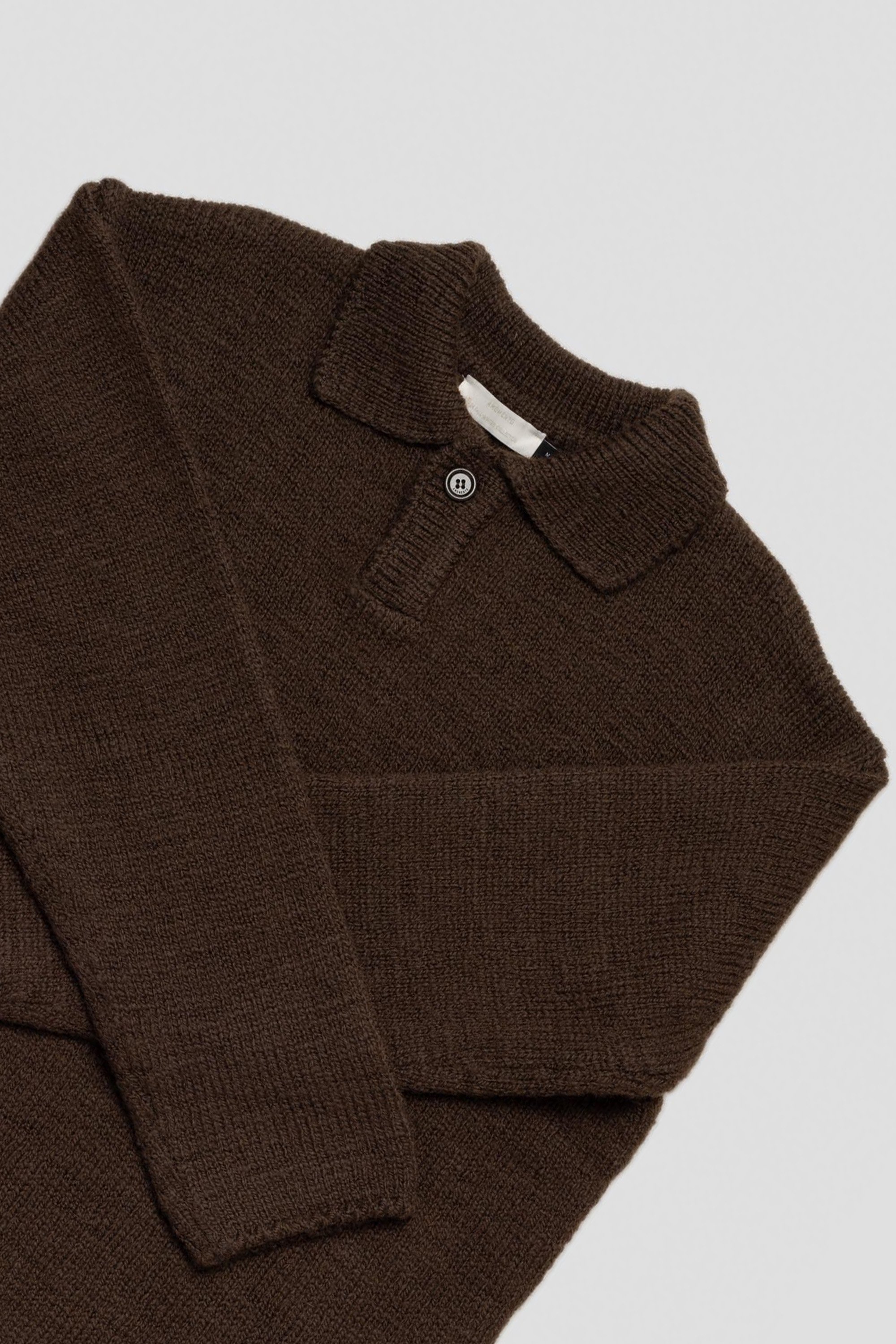 One Button Collar Knit Brown