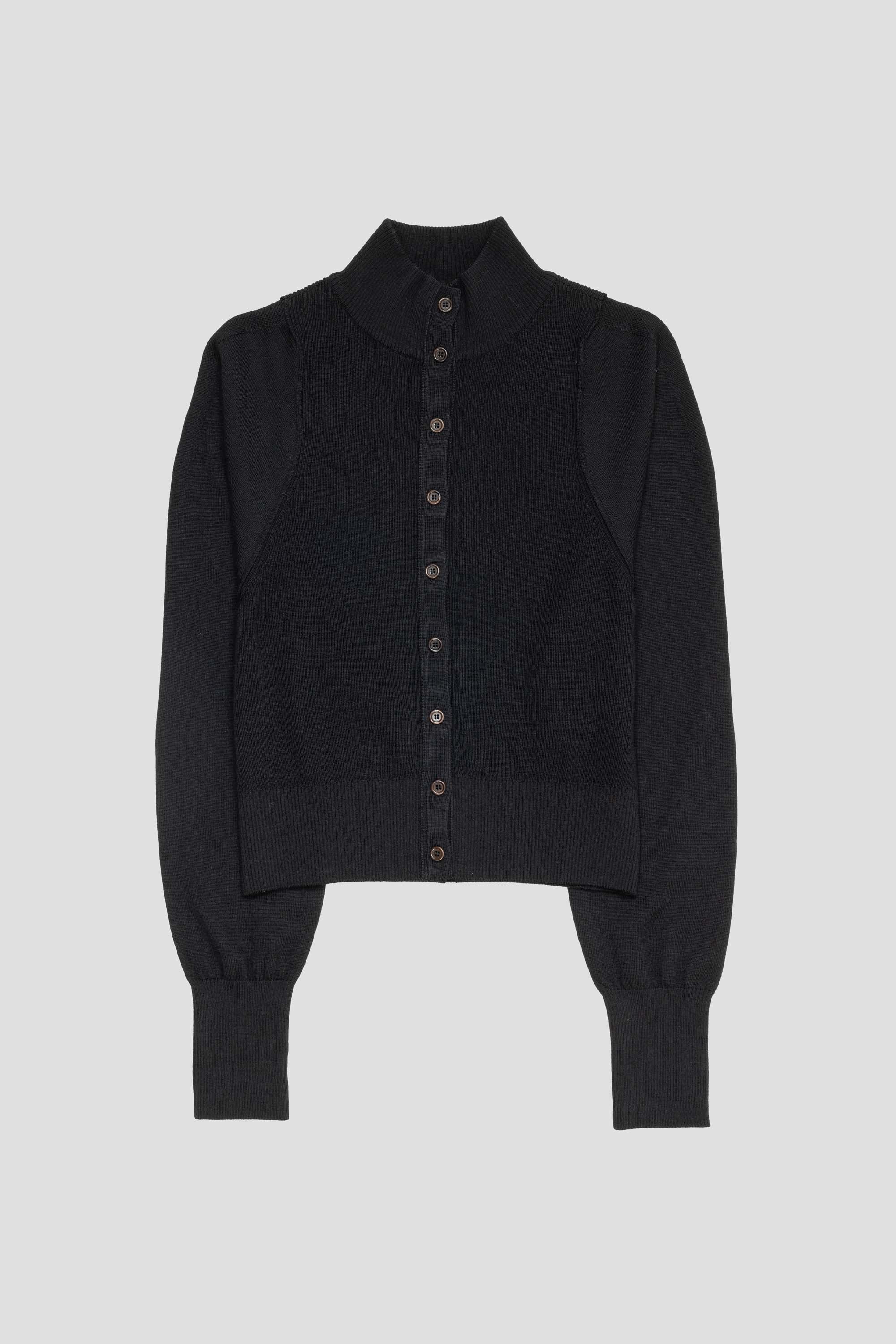 Blocking Button Up Cardigan Black