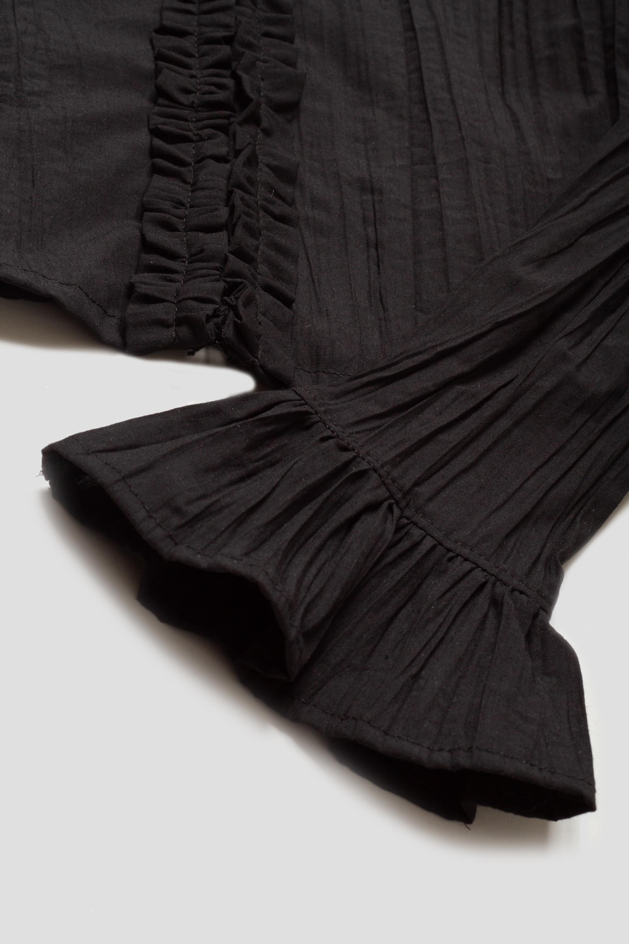 Crinkle Ruffle Shirt Black