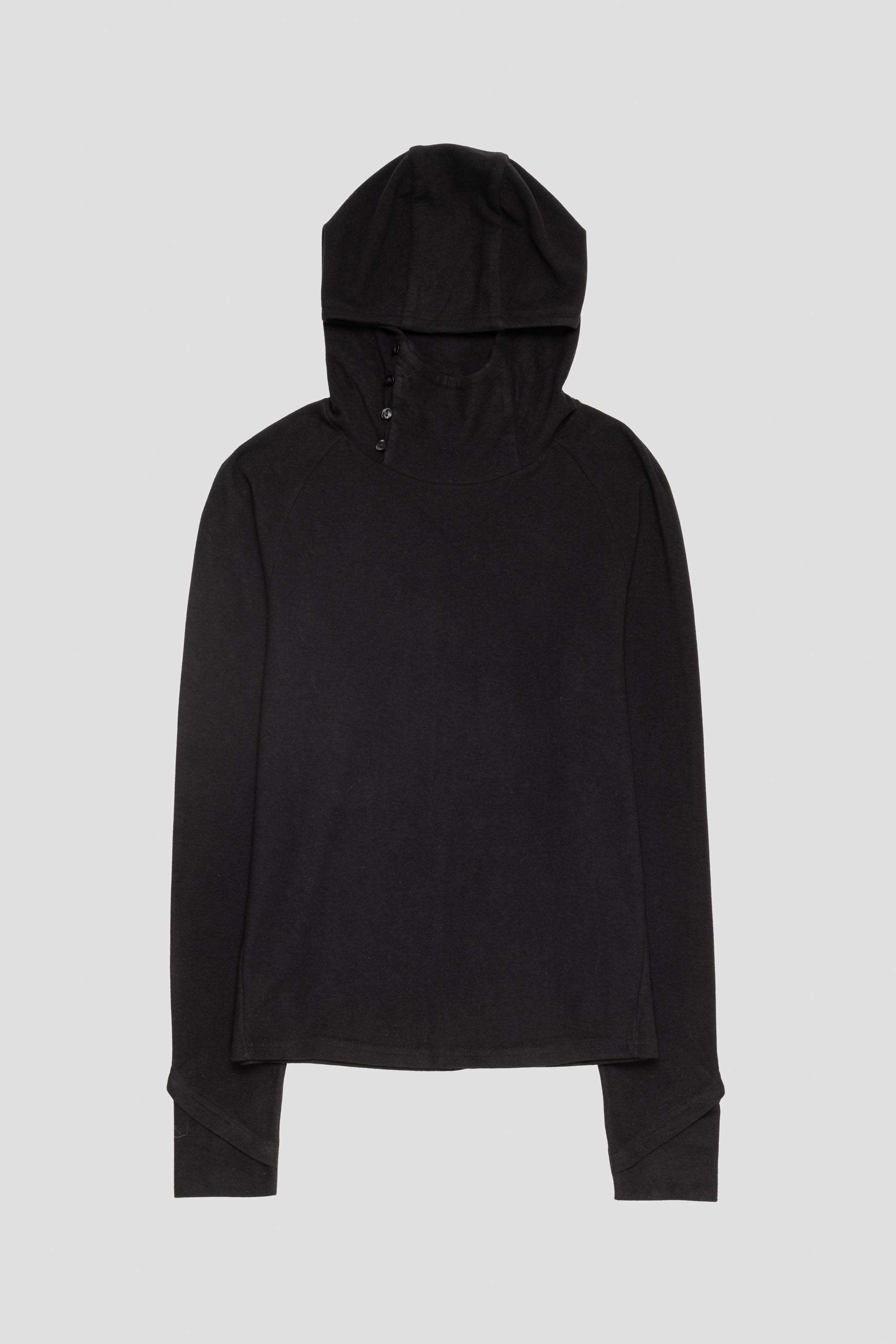 Slit Collar Hoodie Black
