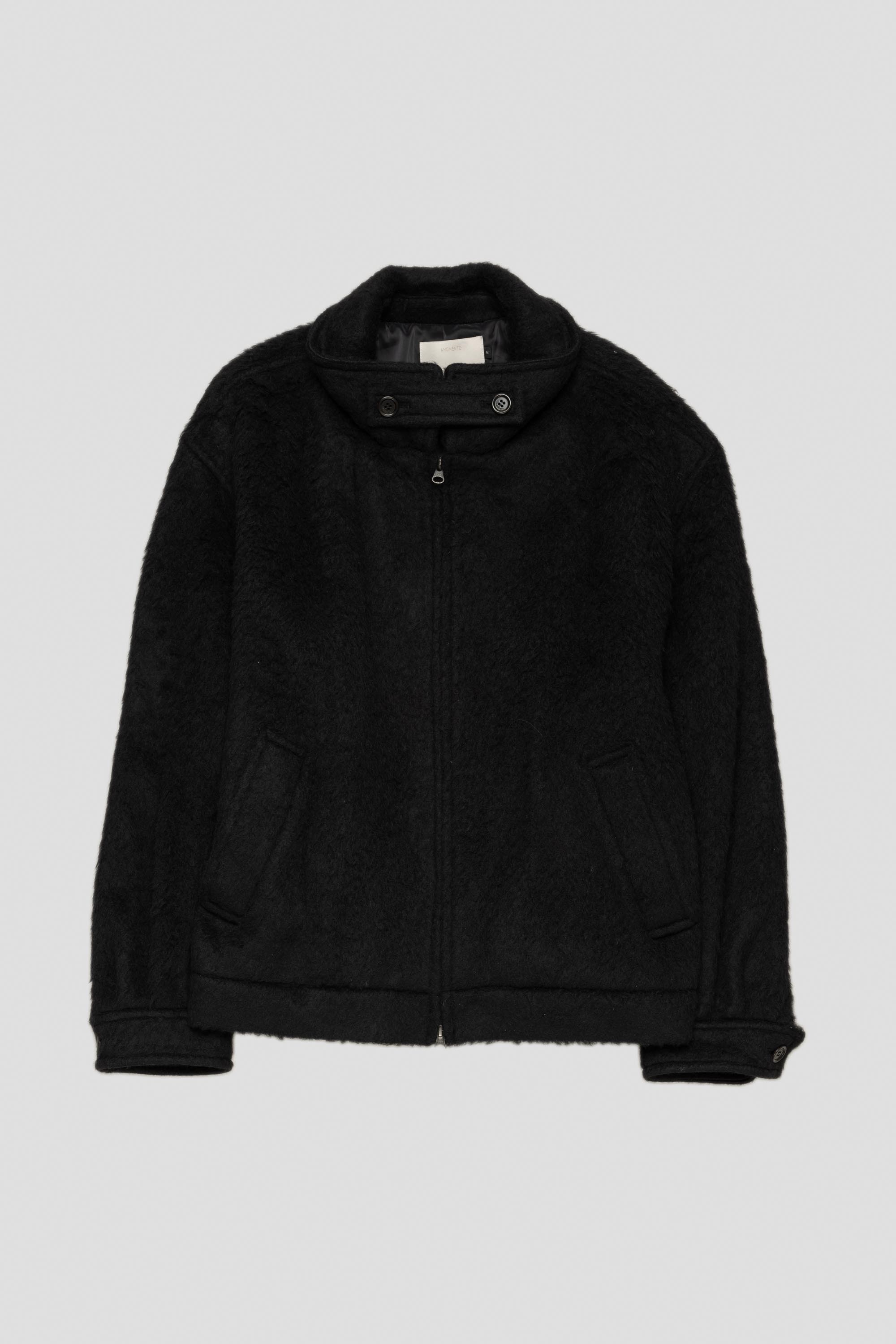 Hairy Oversized Zip-Up Blouson Black