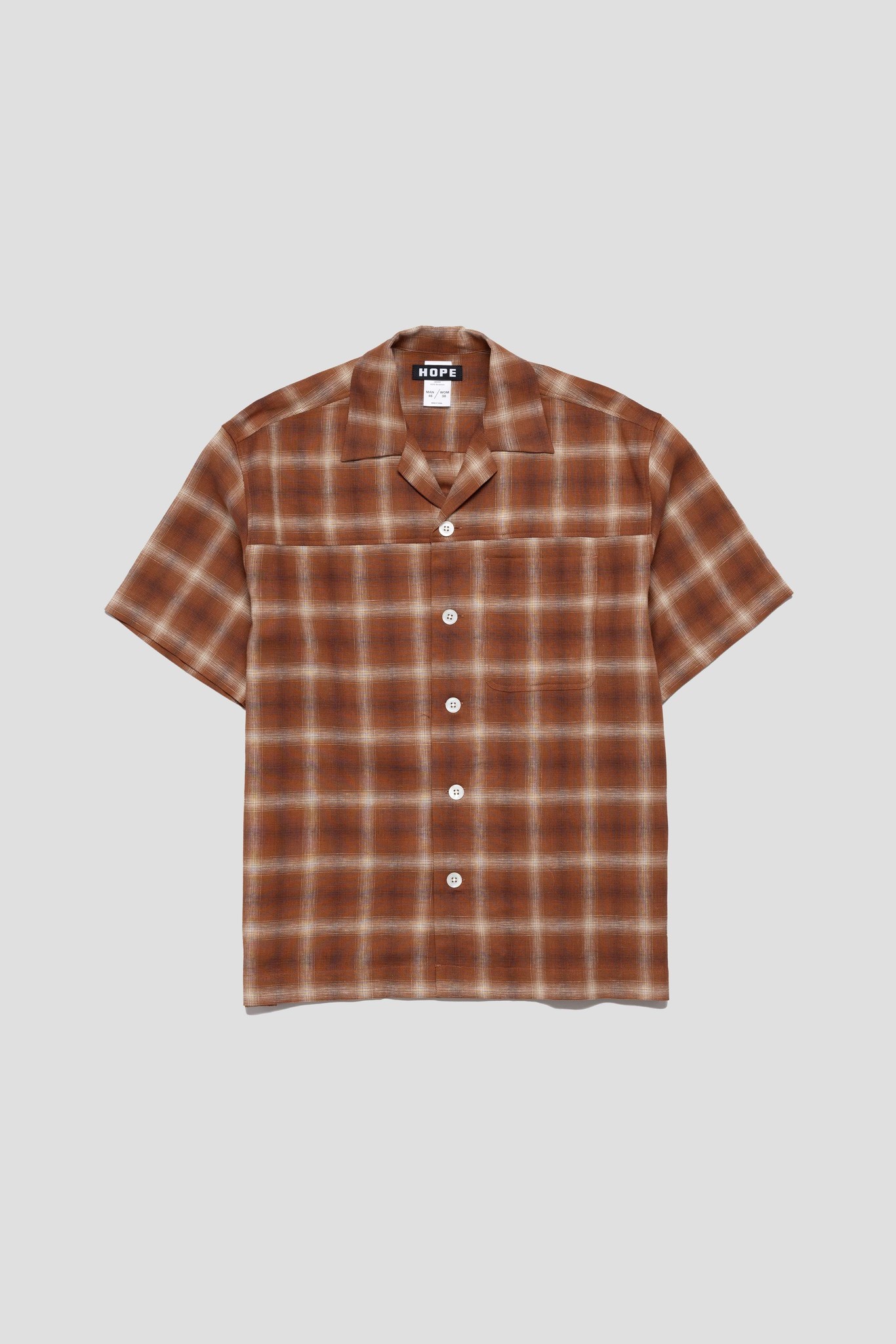 Vaca SS Shirt Brown Check Linen