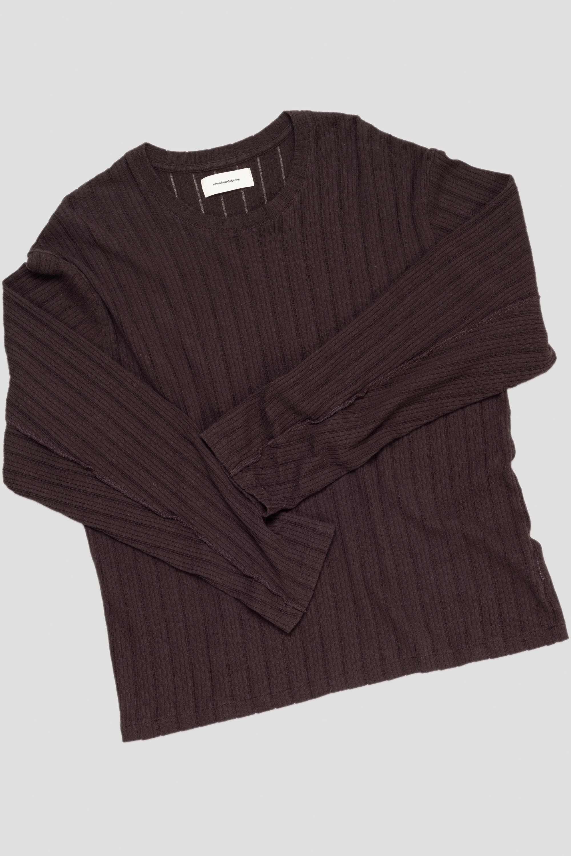 LS Round Neck Brown Rib