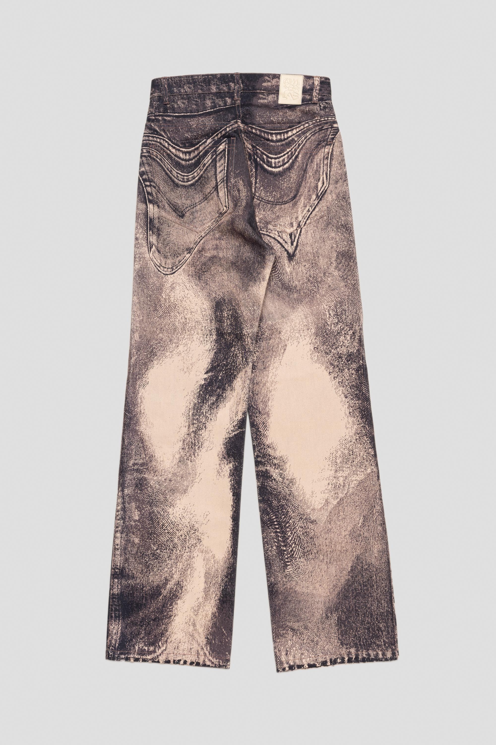 Distorted Print Jeans Dusty Pink