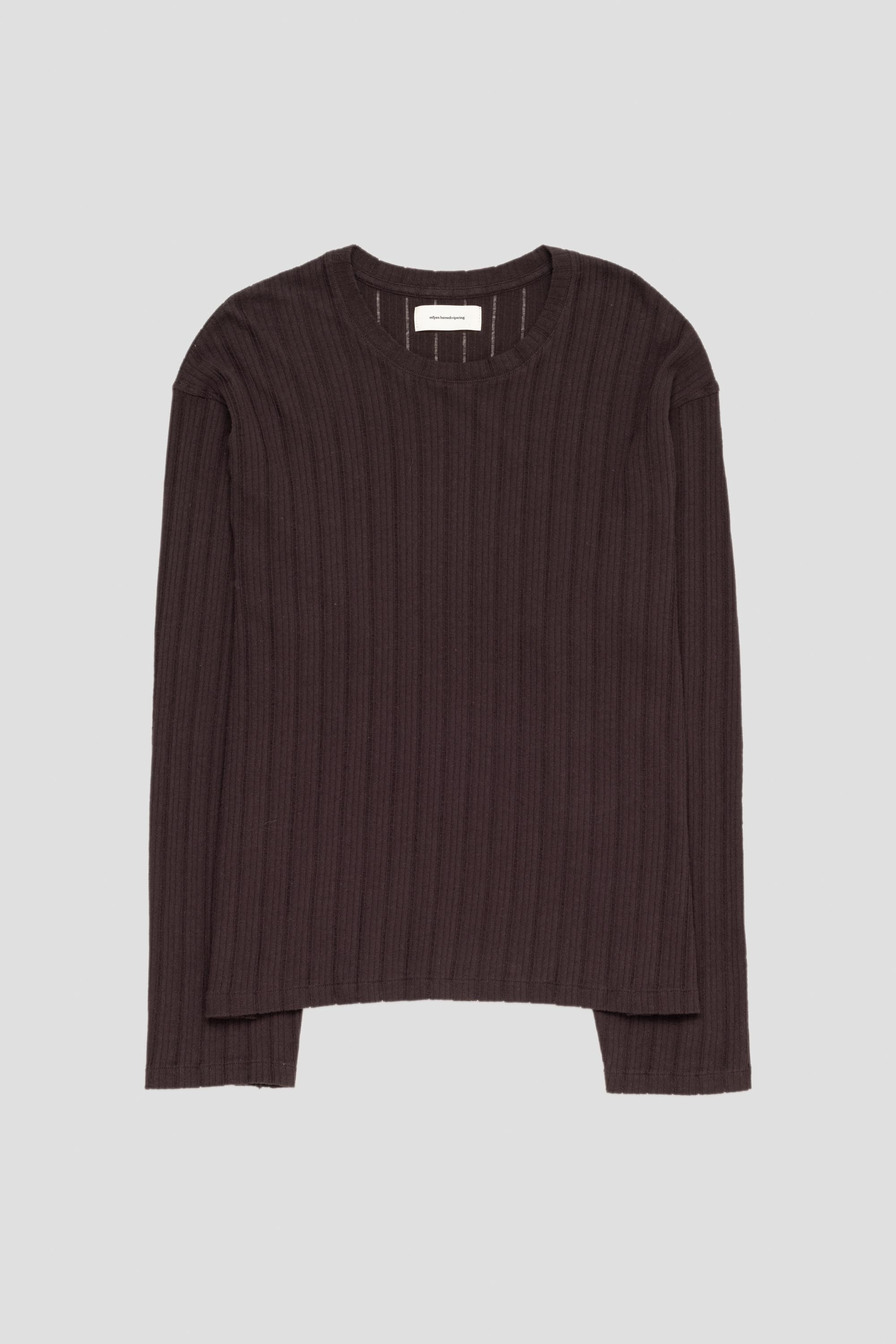 LS Round Neck Brown Rib