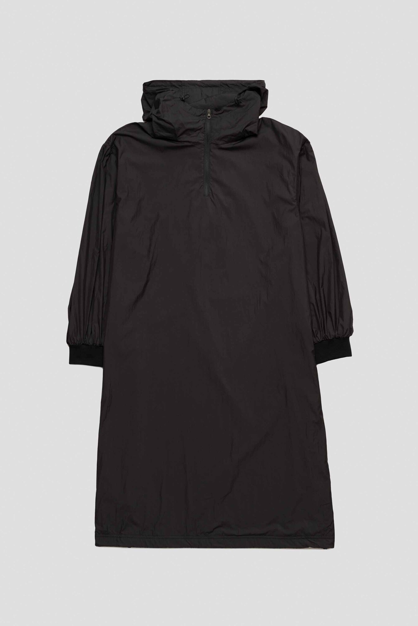 Shirring Hoodie Dress Black