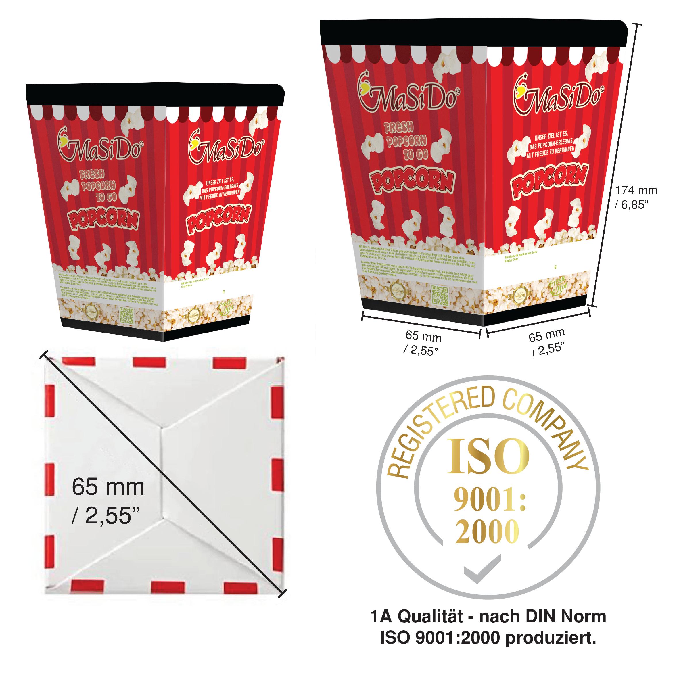 Kombi-Box Faltbecher (inkl. 19% MwSt.) + Popcorn Mais (inkl. 7% MwSt.)