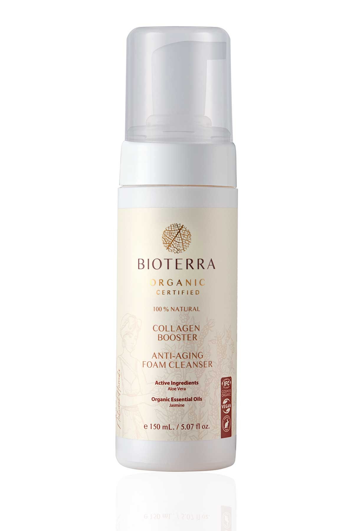 Bioterra Bio Zertifizierte Kollagenunterstützende Anti Aging Reinigungsschaum 150 ml