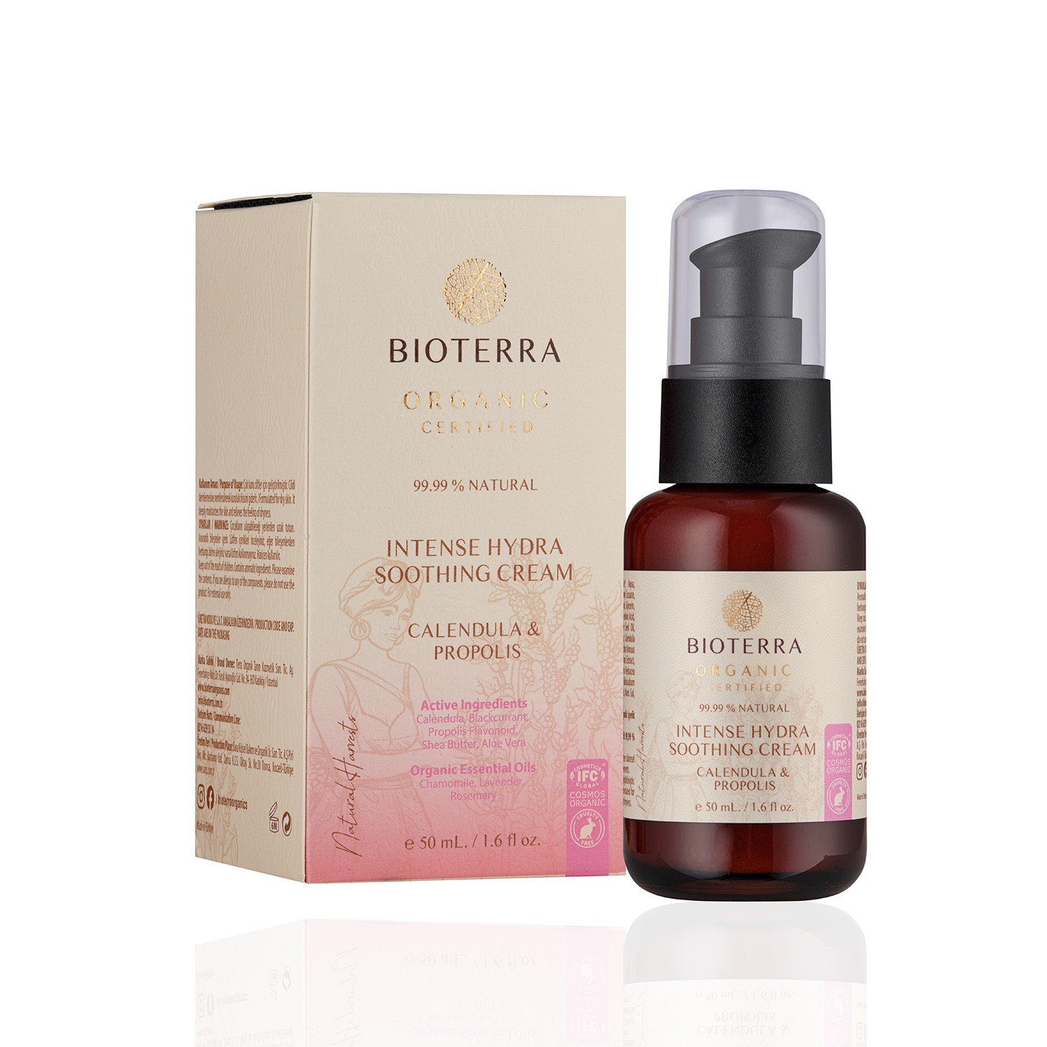 Bioterra Bio Intense Hydra Soothing Cream Intensive Feuchtigkeitsspendende Beruhigende (Propolis Ringelblume) Creme 50 ml