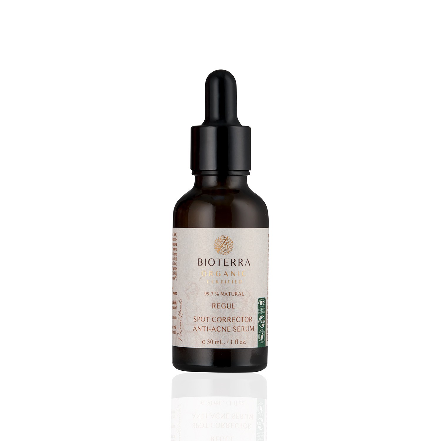 Bioterra Organisch Zertifiziertes Regul Fleckenentfernendes Aknebekämpfendes Serum 30 ml