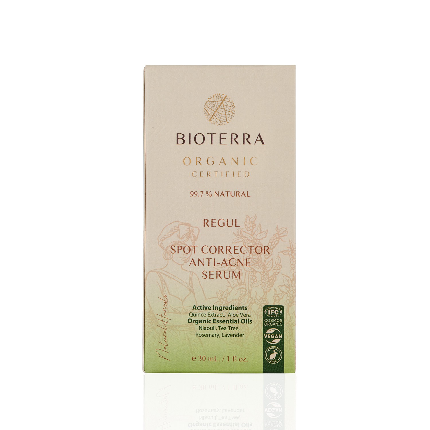 Bioterra Organisch Zertifiziertes Regul Fleckenentfernendes Aknebekämpfendes Serum 30 ml