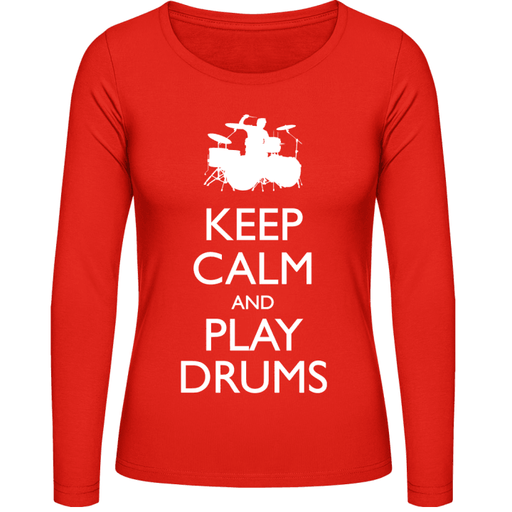 Keep Calm And Play Drums Kvinnor långärmad skjorta contain pic