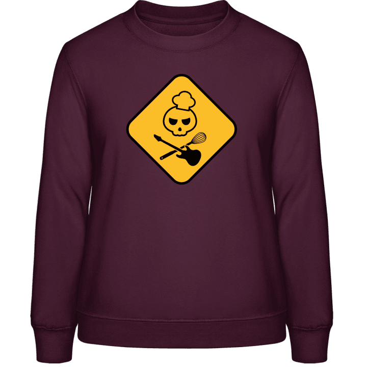 Warning Skull Cooking And Music Sweatshirt för kvinnor 0 image