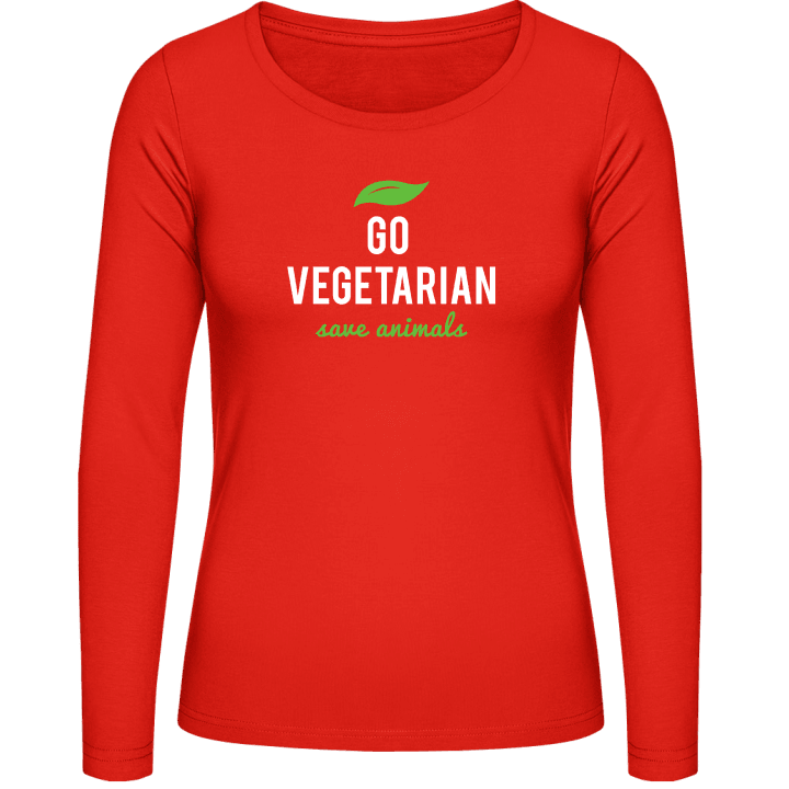 Go Vegetarian Save Animals Langermet skjorte for kvinner contain pic