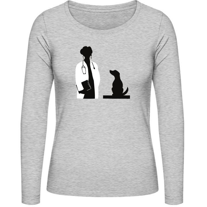 Female Veterinarian With Dog Langermet skjorte for kvinner contain pic