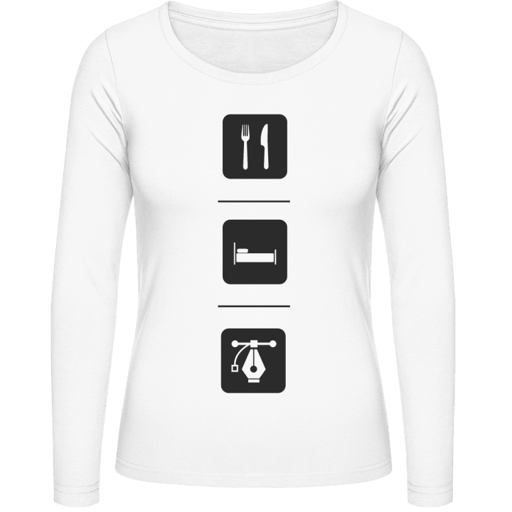 Eat Sleep Design T-shirt à manches longues pour femmes contain pic