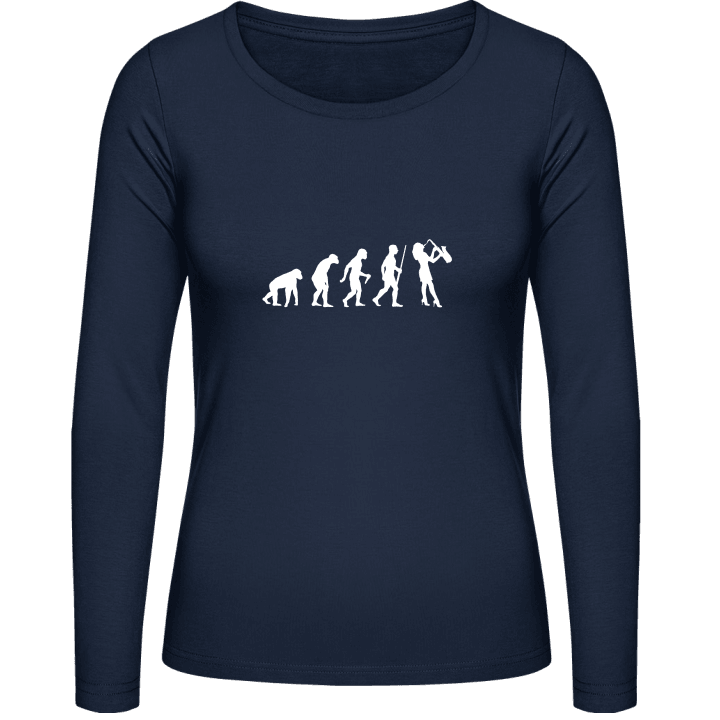Female Saxophon Player Evolution Langermet skjorte for kvinner contain pic