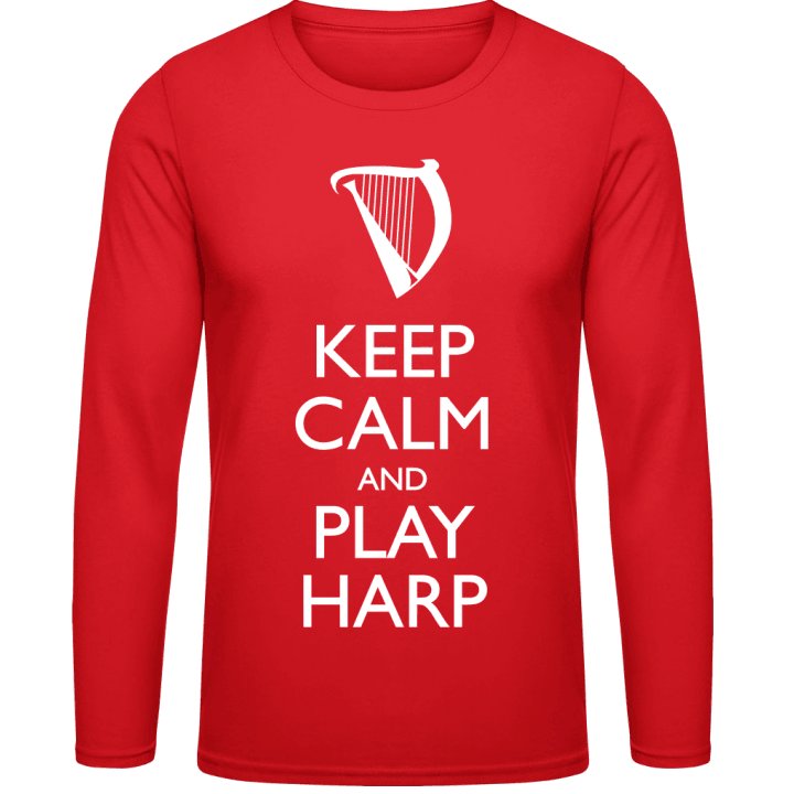 Keep Calm And Play Harp Langermet skjorte contain pic