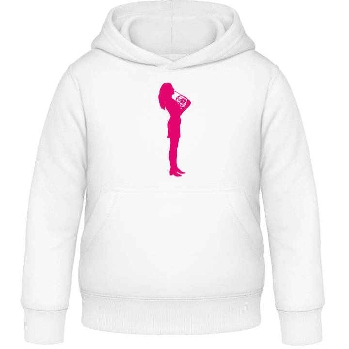 Horn Player Silhouette Female Kids Hoodie contain pic