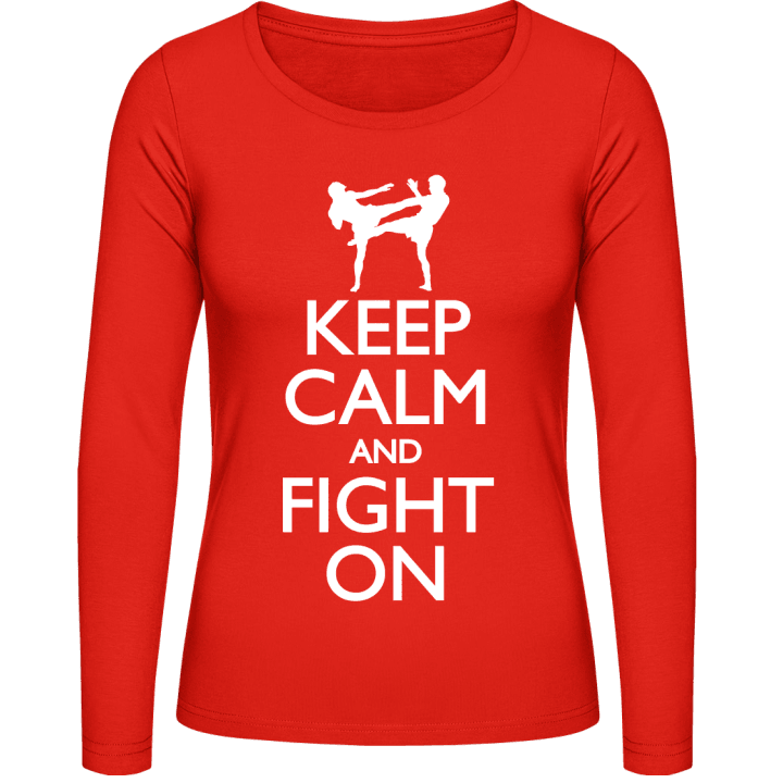 Keep Calm And Fight On Langermet skjorte for kvinner contain pic