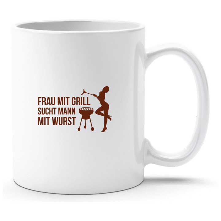 Frau mit Grill sucht Mann mit Wurst Cup contain pic