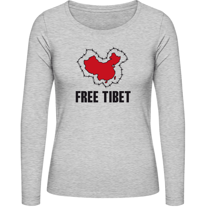 Free Tibet Map Vrouwen Lange Mouw Shirt contain pic