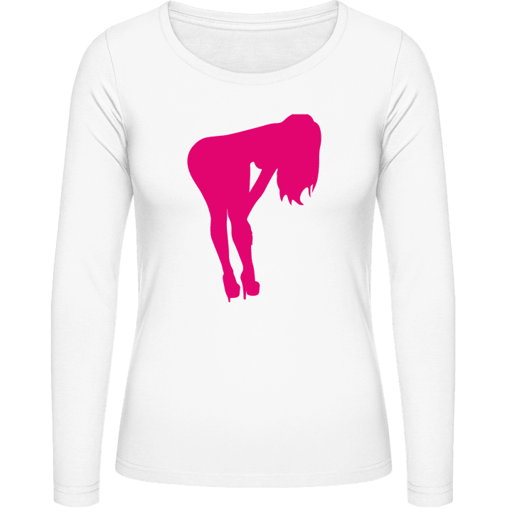 Hot Girl Bending Over Langermet skjorte for kvinner contain pic
