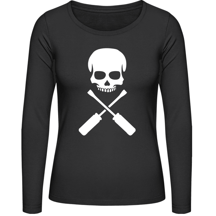 Electrician Skull T-shirt à manches longues pour femmes contain pic