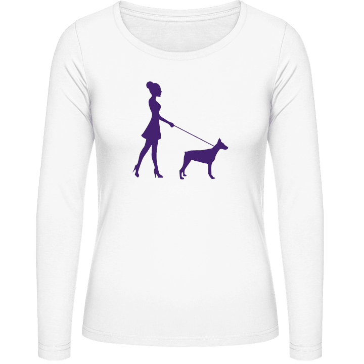 Woman walking the Dog T-shirt à manches longues pour femmes 0 image