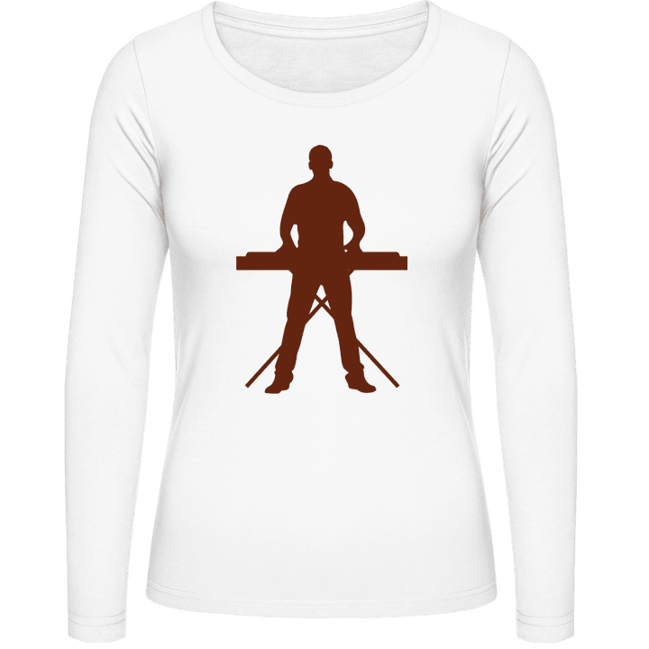 Keyboard Player Silhouette T-shirt à manches longues pour femmes contain pic
