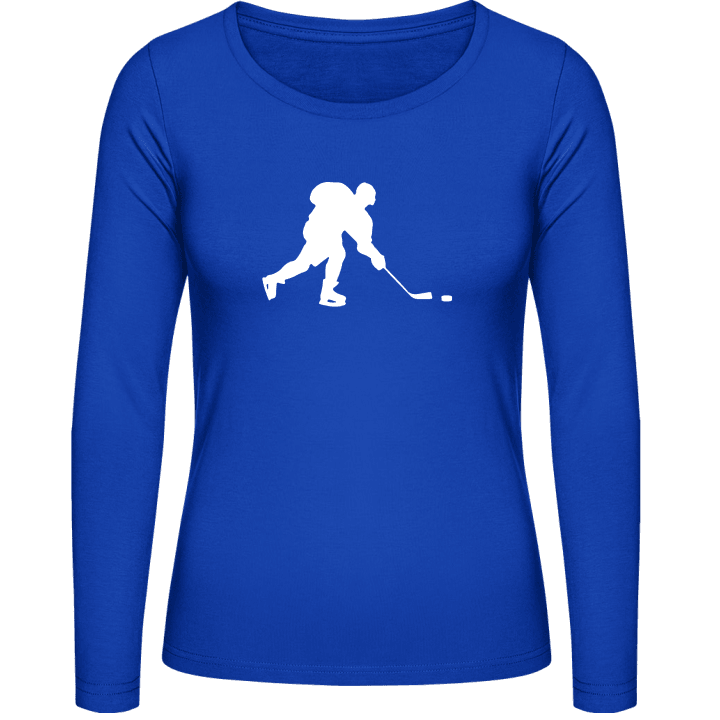 Ice Hockey Player Silhouette T-shirt à manches longues pour femmes contain pic