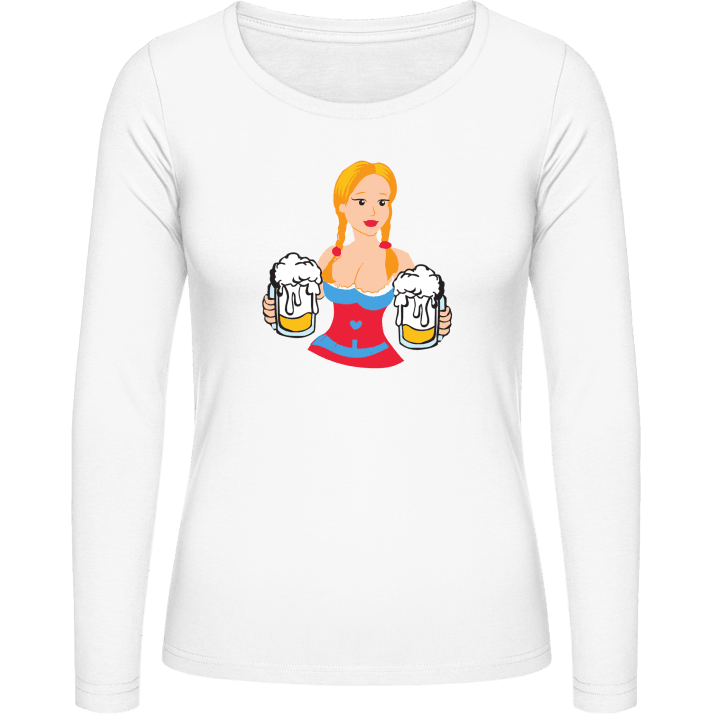 Bavarian Girl With Beer Langermet skjorte for kvinner 0 image