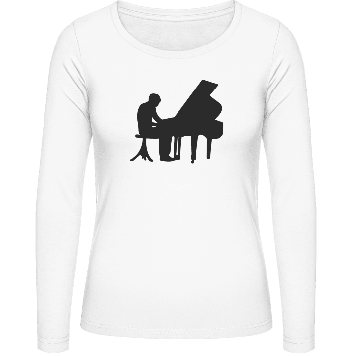 Pianist Silhouette Langermet skjorte for kvinner contain pic