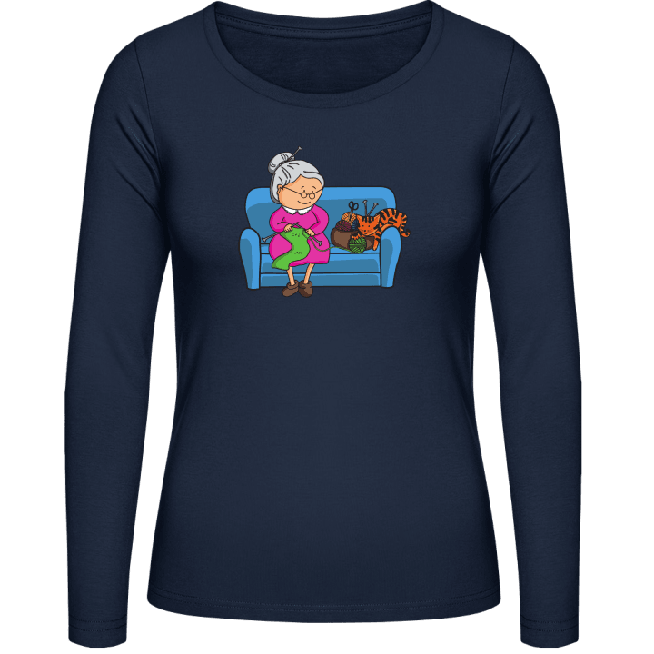 Grandma Knitting Comic Vrouwen Lange Mouw Shirt 0 image