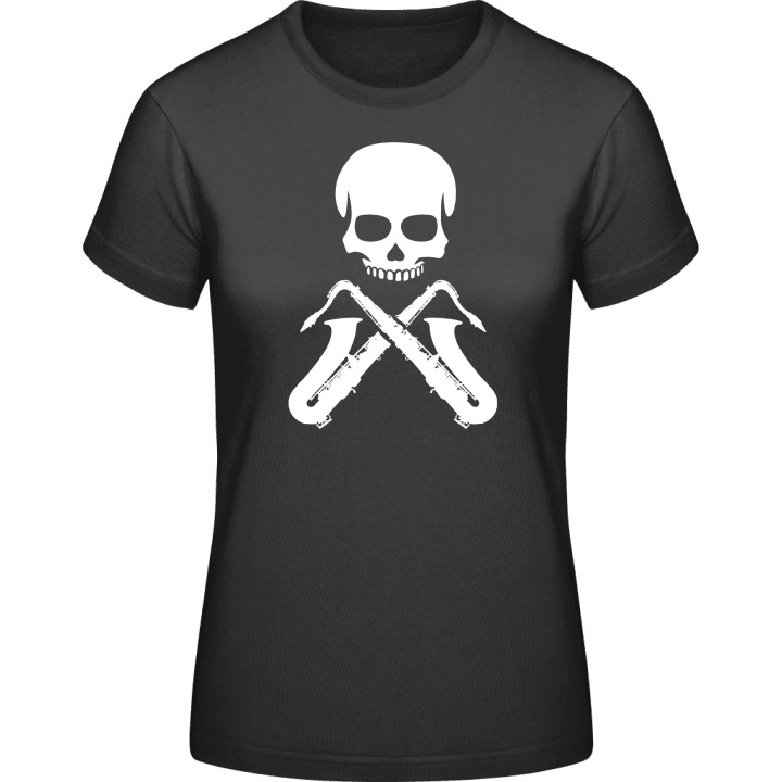 Saxophonis Skull Crossed Saxophones Frauen T-Shirt contain pic
