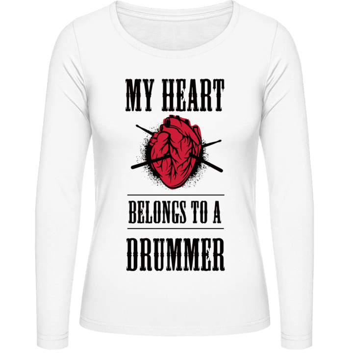 My Heart Belongs To A Drummer Langermet skjorte for kvinner contain pic