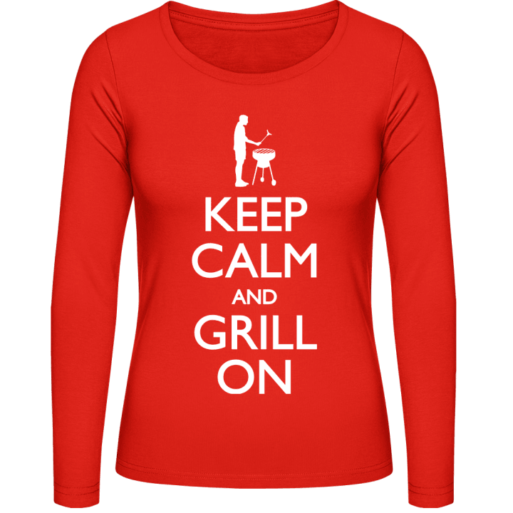 Keep Calm and Grill on Langermet skjorte for kvinner contain pic