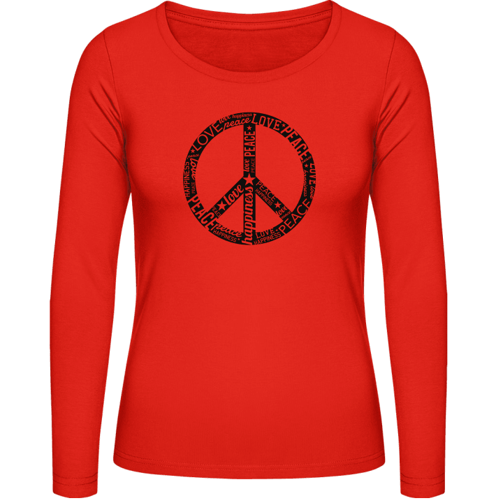 Peace Sign Typo Camisa de manga larga para mujer contain pic
