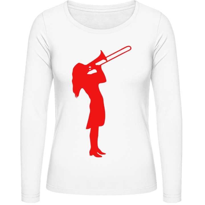 Female Trombonist Silhouette Vrouwen Lange Mouw Shirt contain pic
