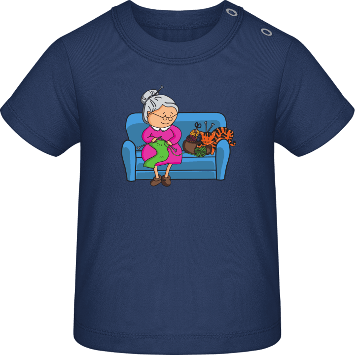 Grandma Knitting Comic Baby T-skjorte 0 image