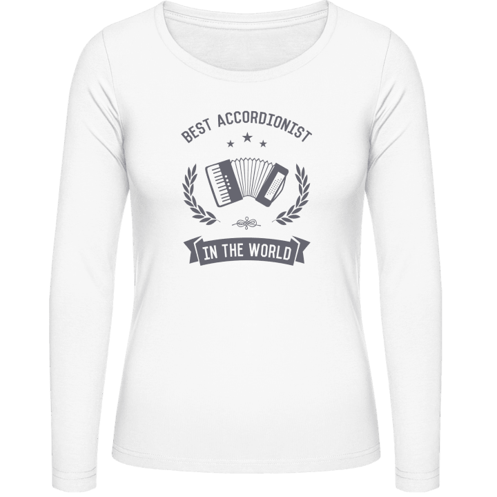 Best Accordionist In The World Langermet skjorte for kvinner contain pic