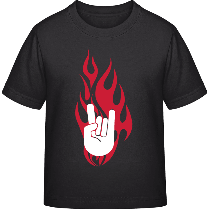 Rock On Hand in Flames T-shirt pour enfants contain pic