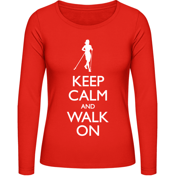 Keep Calm And Walk On Langermet skjorte for kvinner contain pic