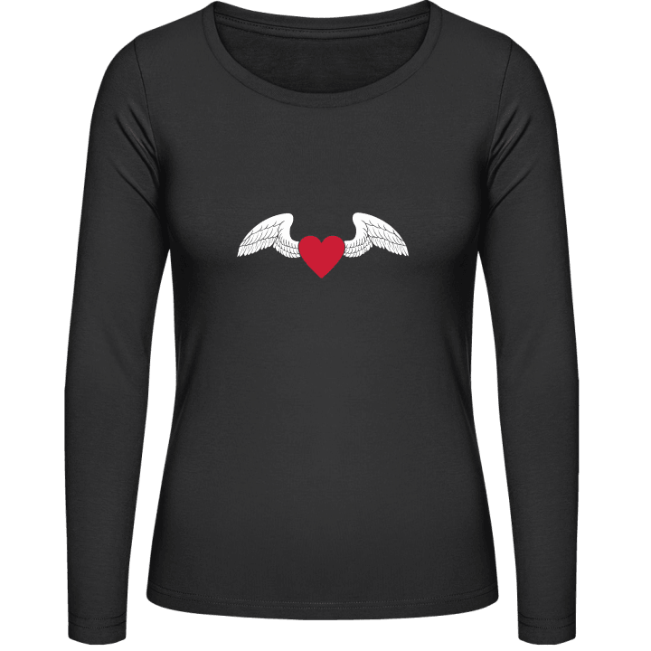 Heart With Wings Langermet skjorte for kvinner contain pic
