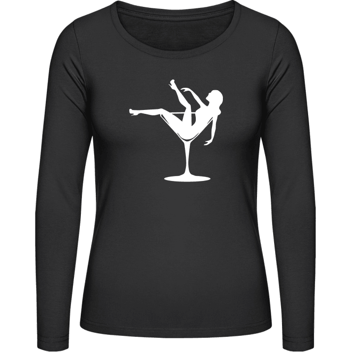 Woman In Cocktail Glas T-shirt à manches longues pour femmes contain pic