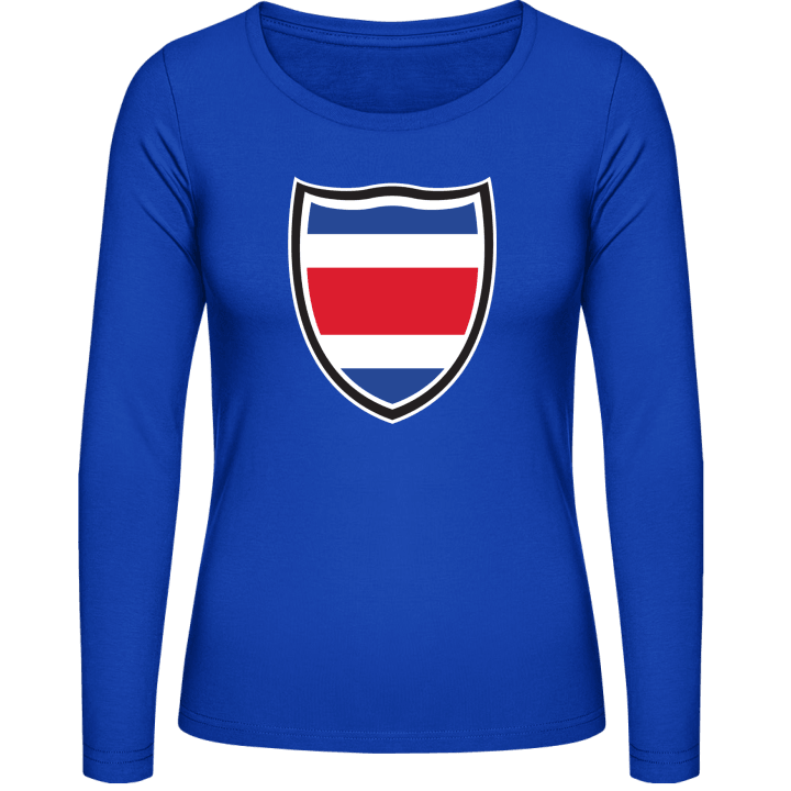 Costa Rica Flag Shield Langermet skjorte for kvinner contain pic