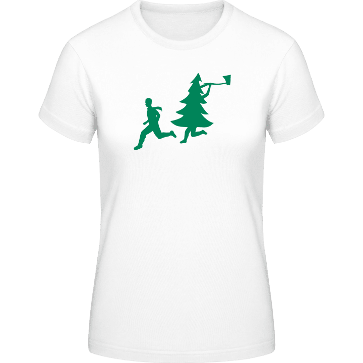 Christmas Tree Attacks Man With Ax T-shirt för kvinnor 0 image