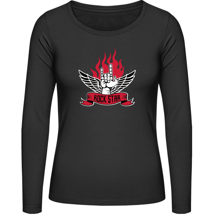 Rock Star Hand Flame Vrouwen Lange Mouw Shirt contain pic