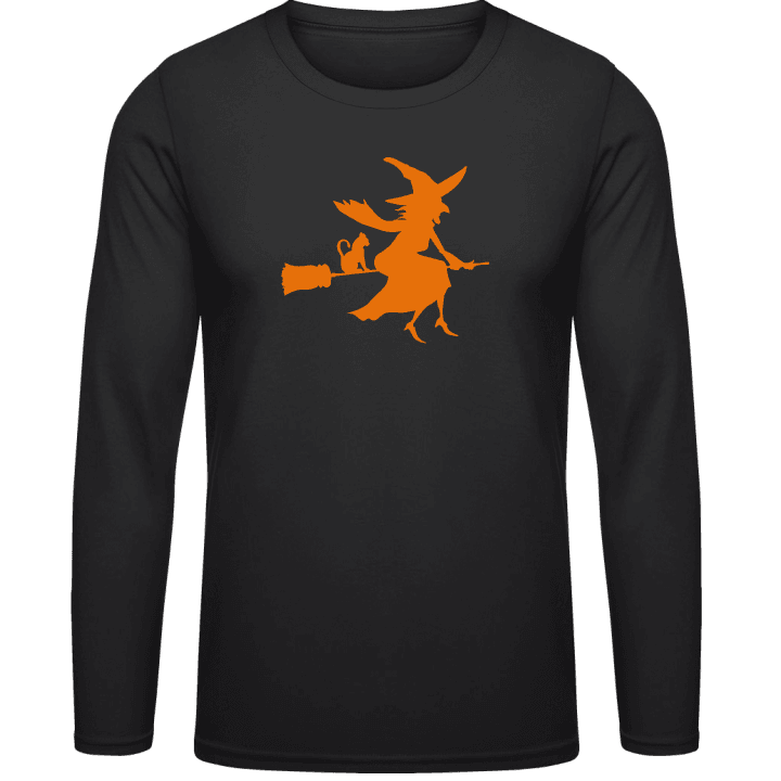 Witch With Cat On Broom T-shirt à manches longues 0 image