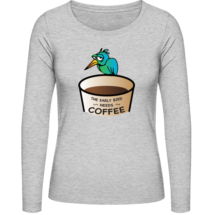 The Early Bird Needs Coffee T-shirt à manches longues pour femmes 0 image